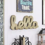 Cheungs Gold Hello Cursive Metal Sign - Galvanized Steel Farmhouse Wall and Tabletop Decor thumbnail 1