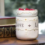 Candle Warmers Etc 8.8 in. Live, Laugh, Love Ivory Reactive Glazed Fragrance Warmer thumbnail 4
