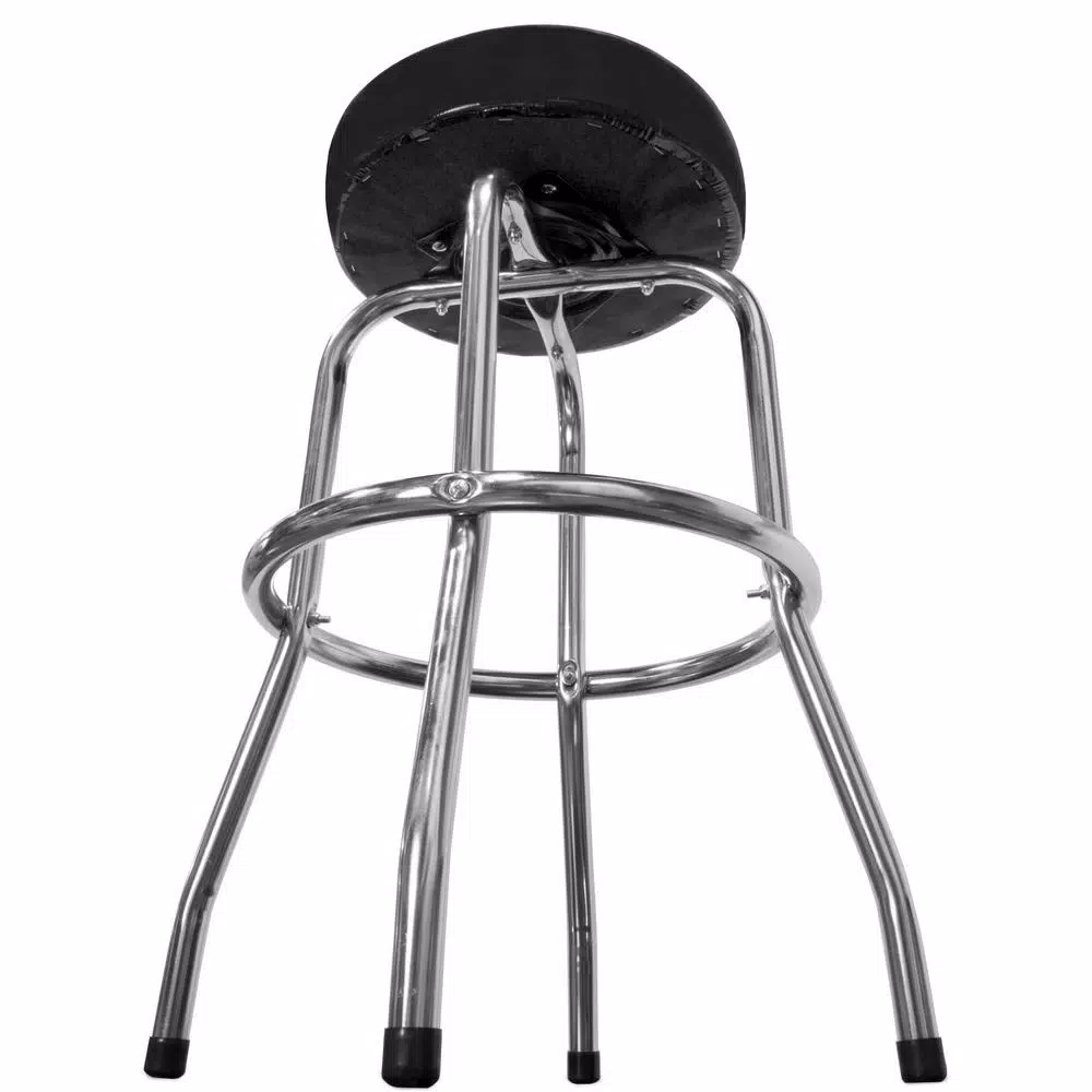 WEN 300 lb. Capacity Chrome-Plated Swivel Shop Bar Stool with Padded Vinyl Cushion