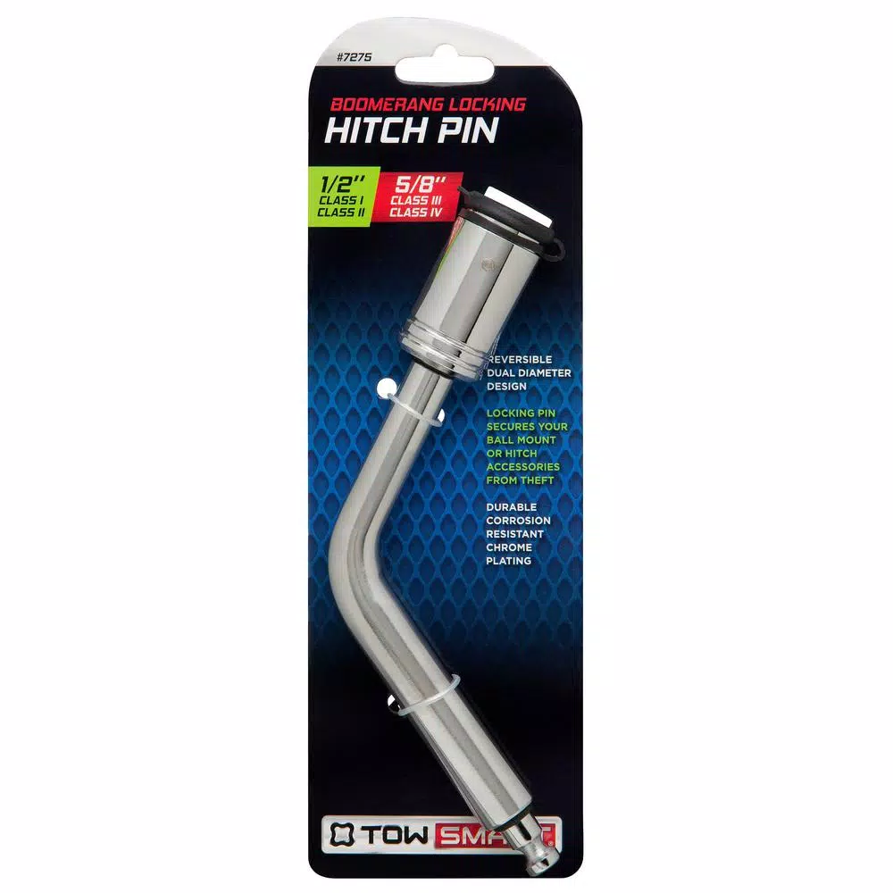 TowSmart Boomerang Locking Hitch Pin - Reversible 1/2 in. and 5/8 in. Dual Diameter Design