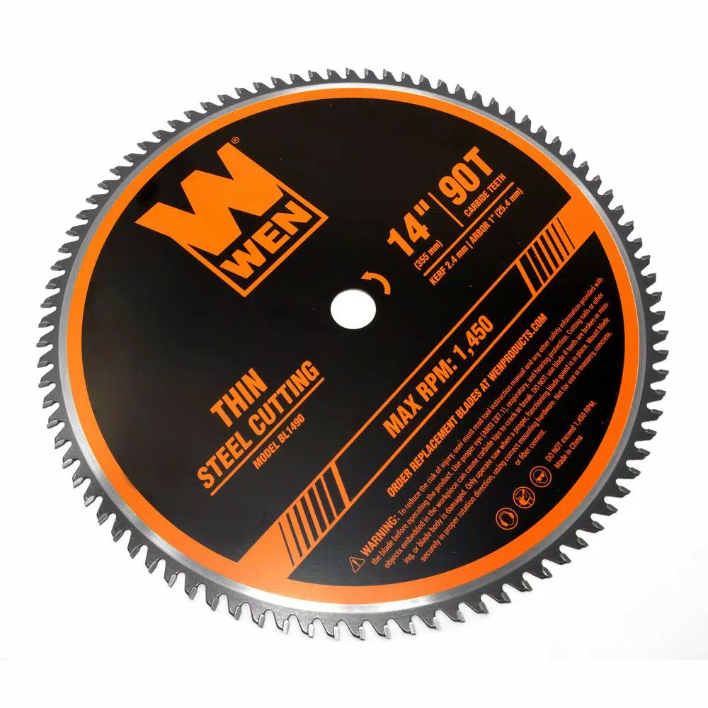 WEN 14 in. 90-Tooth Carbide-Tipped Metal Saw Blade for Thin Steel