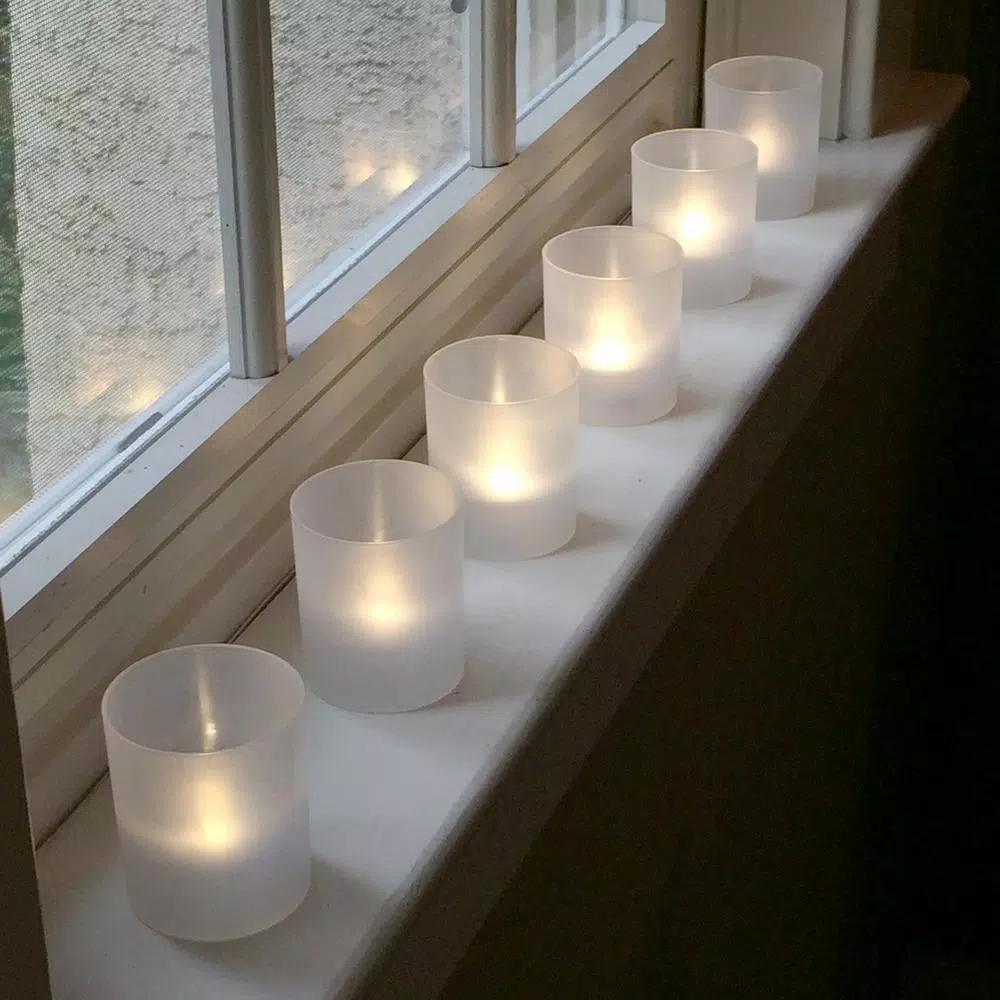 LUMABASE Flameless Votive Candles with Frosted Plastic Holders, Warm White LED, 6 Count