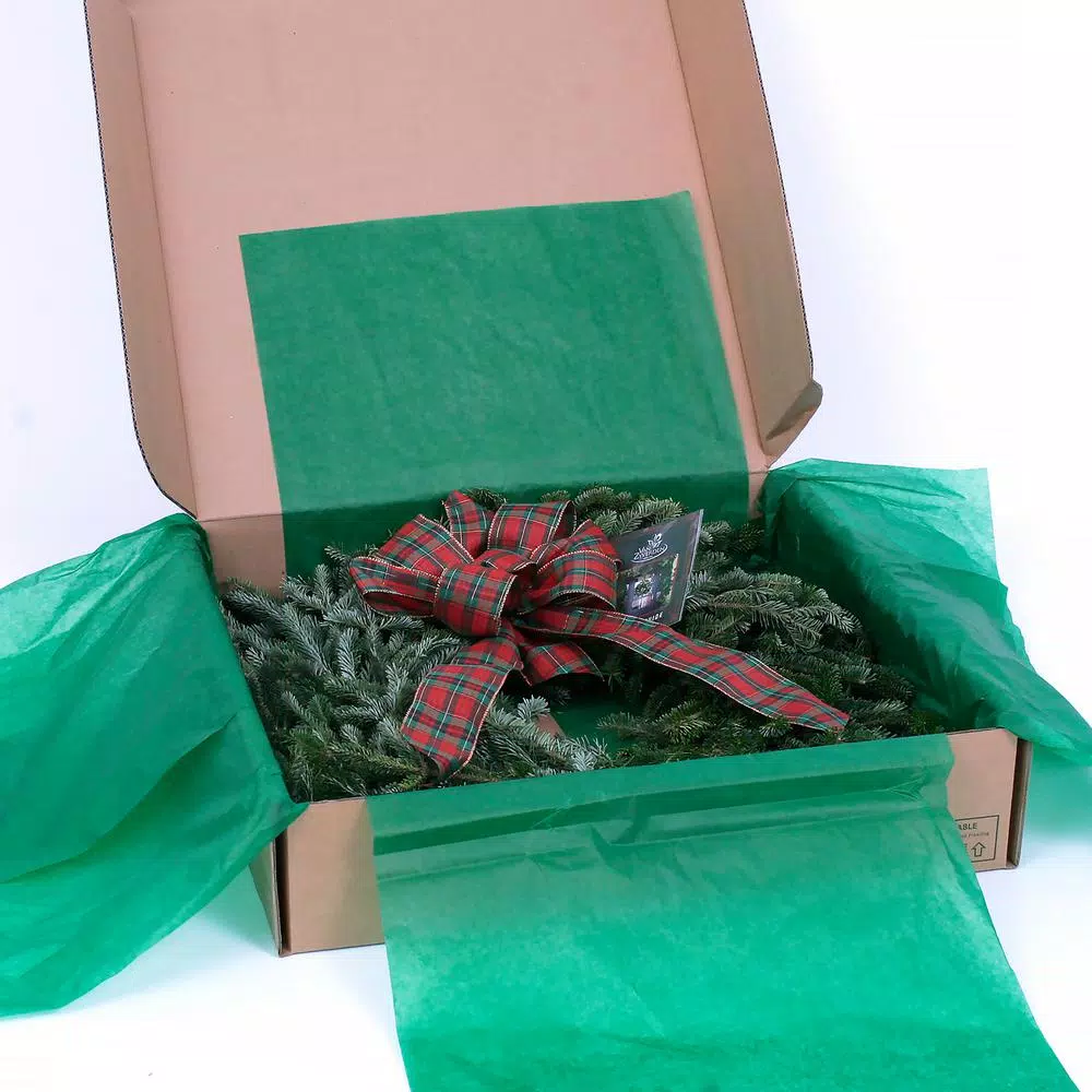 VAN ZYVERDEN 24 in. Live Fresh Cut Blue Ridge Mountain Fraser Fir Decorated Christmas Wreath with Bow