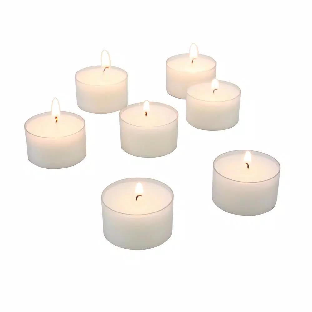 Stonebriar Collection Stonebriar Unscented White Paraffin Tealight Candles with Clear Cups, 96-Pack
