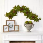 Nearly Natural 5 ft. Artificial Fall Garland with Maple Leaves and Pine Cones thumbnail 4