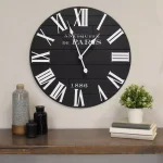 Stratton Home Decor 24 in. Vincent Black and White Wood Wall Clock thumbnail 3
