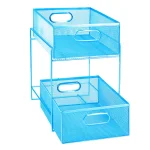 MIND READER 2-Tier Metal Mesh Utensil Caddy & Flatware Organizer, Blue thumbnail 1