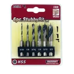 Milescraft 6-Piece Wood Stubby Bit Set with 1/4 in. Hex Shaft, High Speed Steel Brad Point Bits thumbnail 2