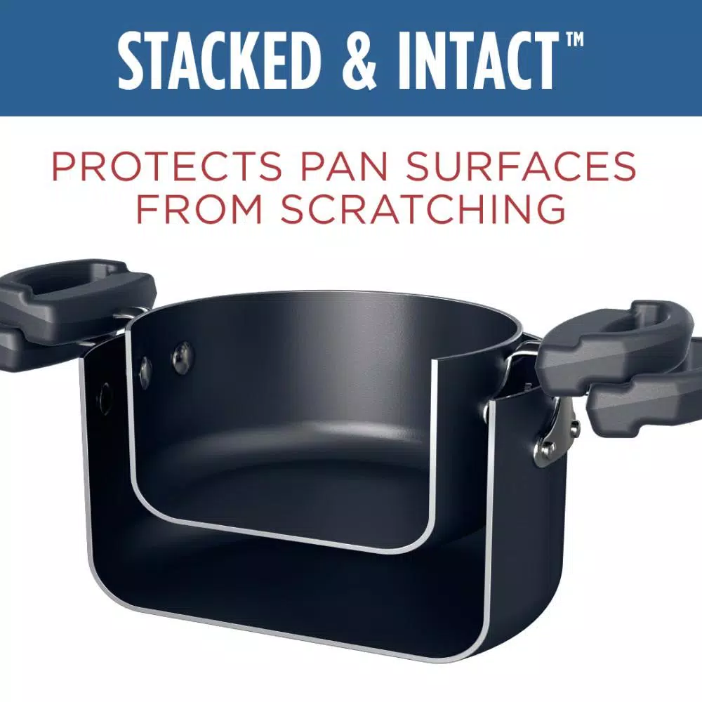 Farberware Neat Nest 6-Quart Aluminum Nonstick Saucepot with Glass Lid, Black
