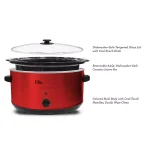 Elite Platinum 8.5 Qt. Red Slow Cooker with Removable Stoneware Pot thumbnail 5