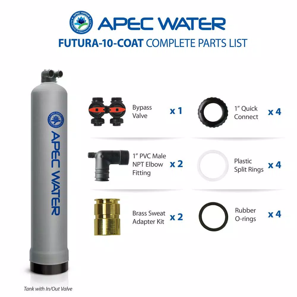 APEC Water Systems Futura 10 GPM Salt-Free Whole House Water Softener System with Pre-Filter and Protective Neoprene Coat