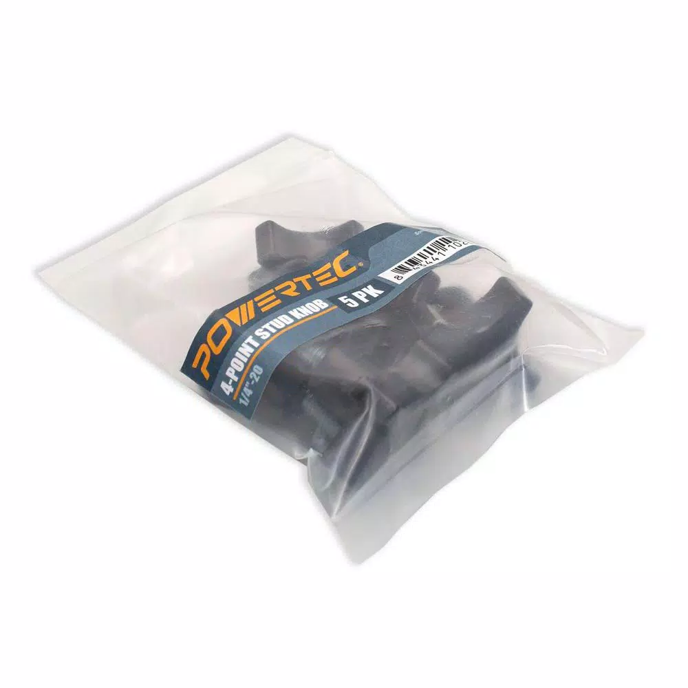 POWERTEC 1/4 in.-20 4-Point Stud Knob, 5-Pack