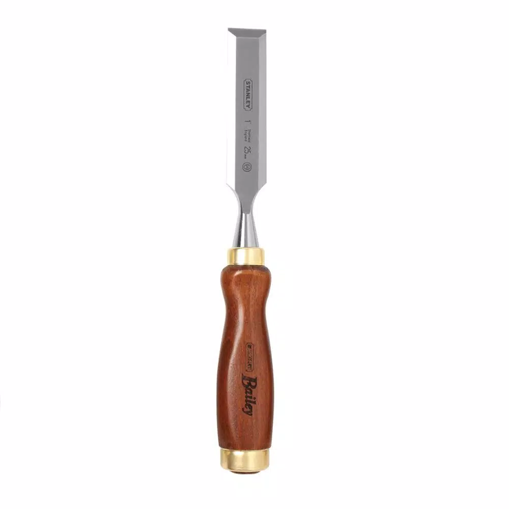 Stanley Bailey 5-Piece Chisel Set with Hardwood Handles and Leather Pouch