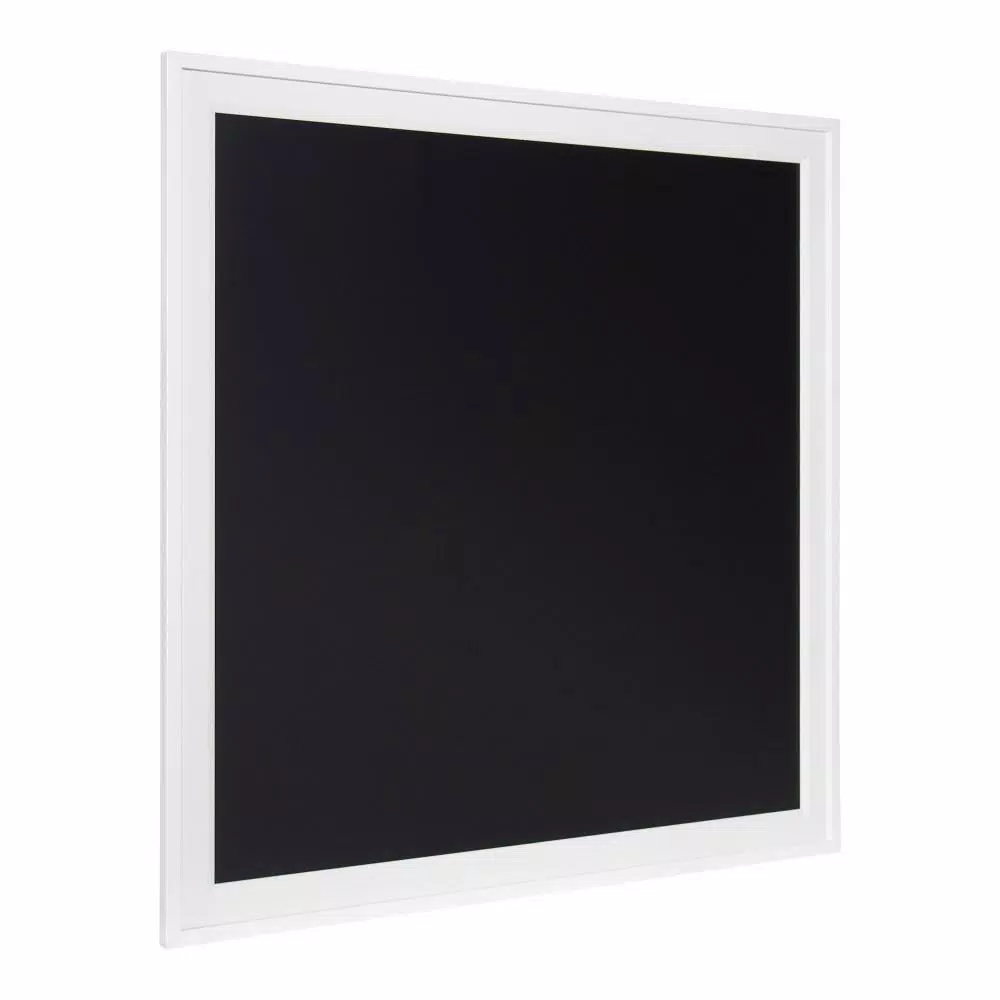 DesignOvation Bosc White Chalkboard Magnetic Memo Board, Square Framed Wall Decor