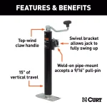 CURT Pipe-Mount Swivel Trailer Jack with Top Handle, 5,000 lbs. Capacity, 15 in. Travel thumbnail 4