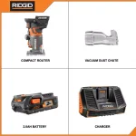 RIDGID 18V OCTANE Brushless Compact Fixed Base Router Kit with 2.0 Ah Battery and Charger thumbnail 2