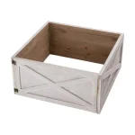 Glitzhome 22.09 in. Washed White Wooden Tree Collar - Rustic Farmhouse Christmas Tree Box thumbnail 1
