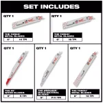 Milwaukee 5-Piece Demolition Bi-Metal Reciprocating Saw Blade Set thumbnail 2