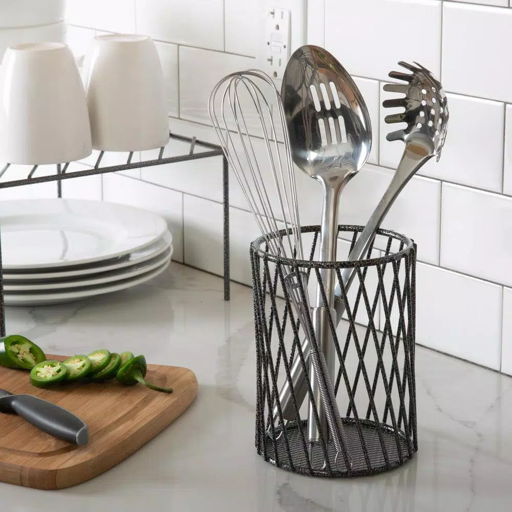 Laura Ashley Speckled Cutlery Basket in Grey
