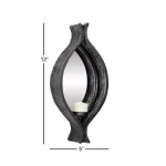 LITTON LANE Eclectic Black Metal Mesh Ellipse Wall Sconces with Mirror Inlays, Set of 2 thumbnail 4