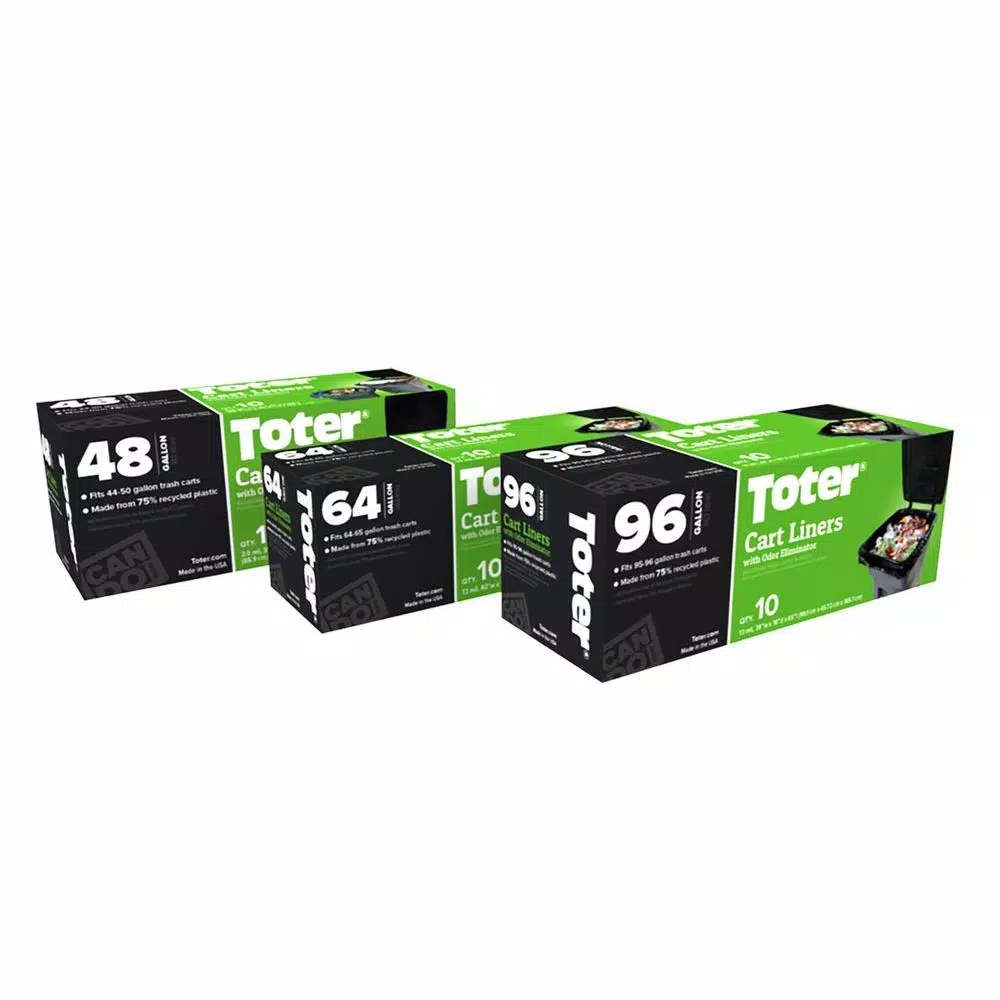 Toter 96 Gallon Trash Can Liners, 1.1 Mil Thick, 10-Count