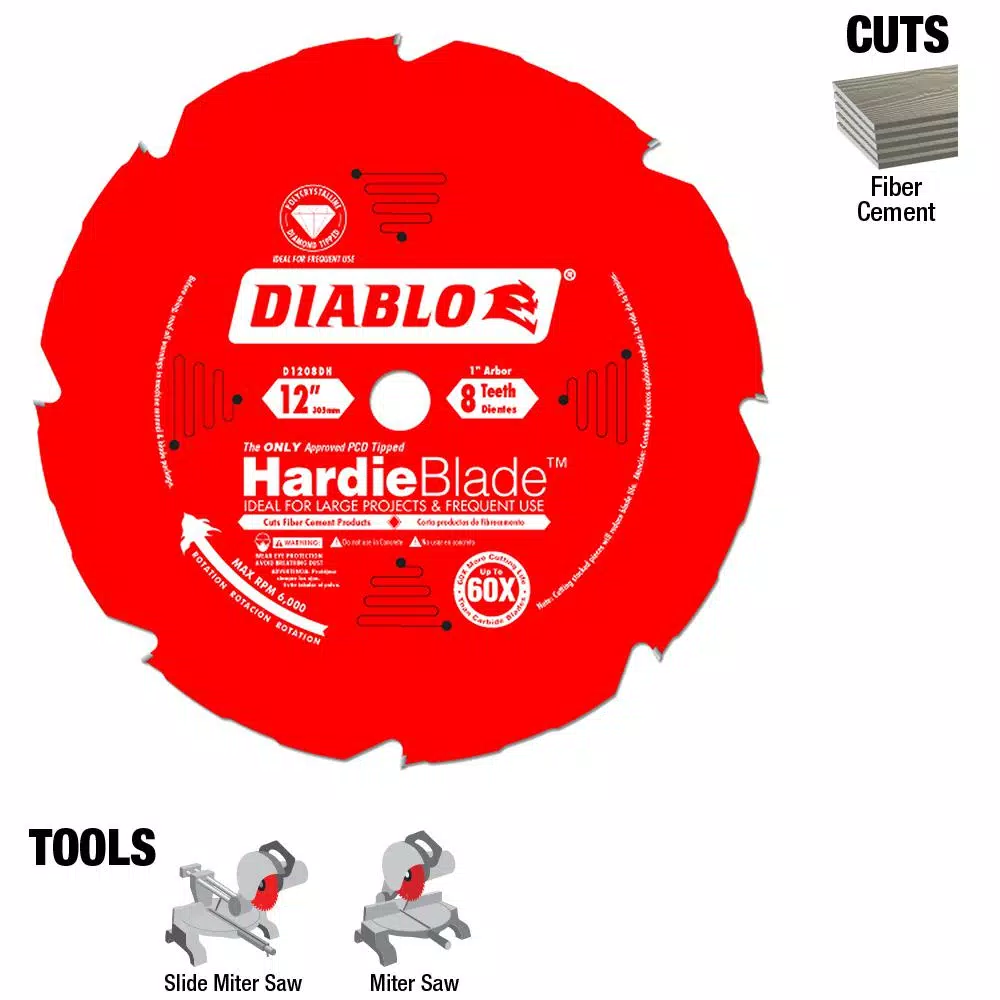 Diablo 12 in. 8-Tooth PCD Tipped Fiber Cement Saw Blade for James Hardie