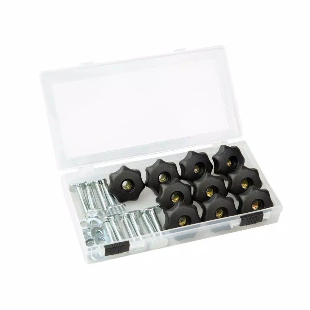 POWERTEC 10-Pack T-Track Knob Kit with 7-Star Knobs, 5/16"-18 Bolts and Washers