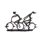 LITTON LANE Abstract Polystone Cycling Pair Sculpture - Modern Distressed Brown Decorative Statuary thumbnail 2