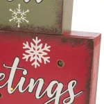 Glitzhome 11.81 in. LED Lighted Multi-color Wooden Block Word Sign, 14-Bulbs thumbnail 4