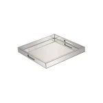 LITTON LANE 20 in. Square Modern Silver Decorative Mirror Tray with Polished Aluminum Exterior thumbnail 2