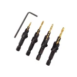 Milescraft Adjustable Titanium Coated Countersink Drill Bit Set, 4-Piece, Hex Shank thumbnail 2