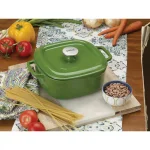 Bayou Classic 4 qt. Enameled Cast Iron Covered Casserole Dish, Cypress Green thumbnail 2