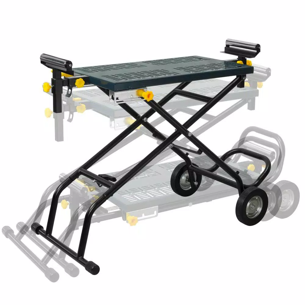 POWERTEC Universal Deluxe Rolling Miter Saw Stand with 440 lb Capacity and 8" Wheels