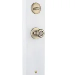 Kwikset Belleview Antique Brass Single Cylinder Handleset with Tylo Knob and SmartKey Security thumbnail 3