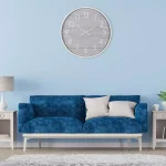 Pinnacle 28 in. Gray Washed Wood Plank Round Wall Clock - Rustic Farmhouse Decor thumbnail 1