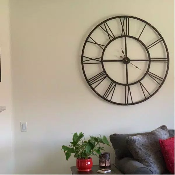 Utopia Alley Rivet Roman 45 in. Distressed Bronze Oversize Industrial Wall Clock