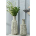 Winsome House 2-Piece Green-Gray Metal Damask Urn Vase Set thumbnail 5
