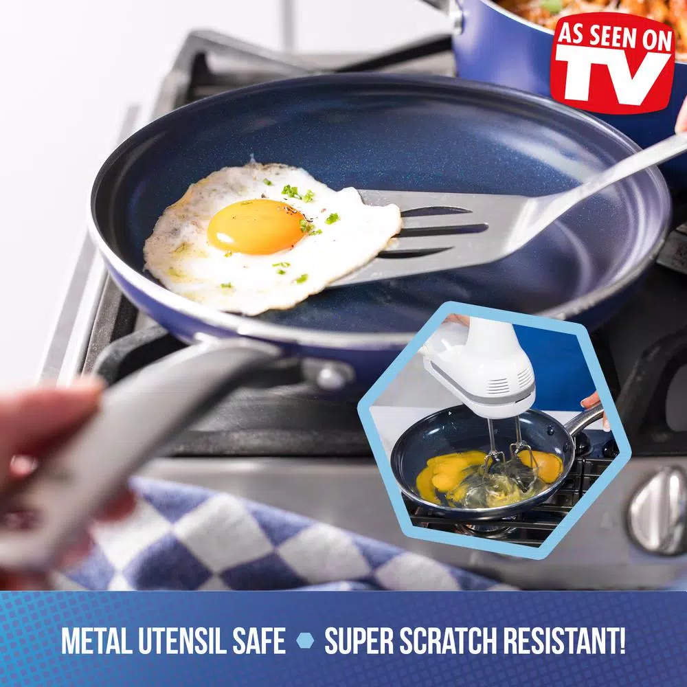 Blue Diamond 10-Piece Aluminum Ceramic Nonstick Cookware Set, Blue