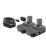 RYOBI 18V ONE+ 1.5 Ah Compact Lithium-Ion Battery 2-Pack with Charger Kit thumbnail 1