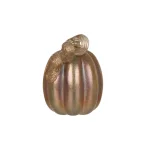 Glitzhome Blue and Gold Glittery Glass Pumpkin Decor, 5.91 in. H thumbnail 1