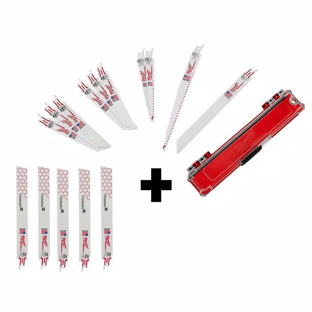 Milwaukee SAWZALL Reciprocating Saw Blade Set with Torch and Ax Blades, 15-Piece