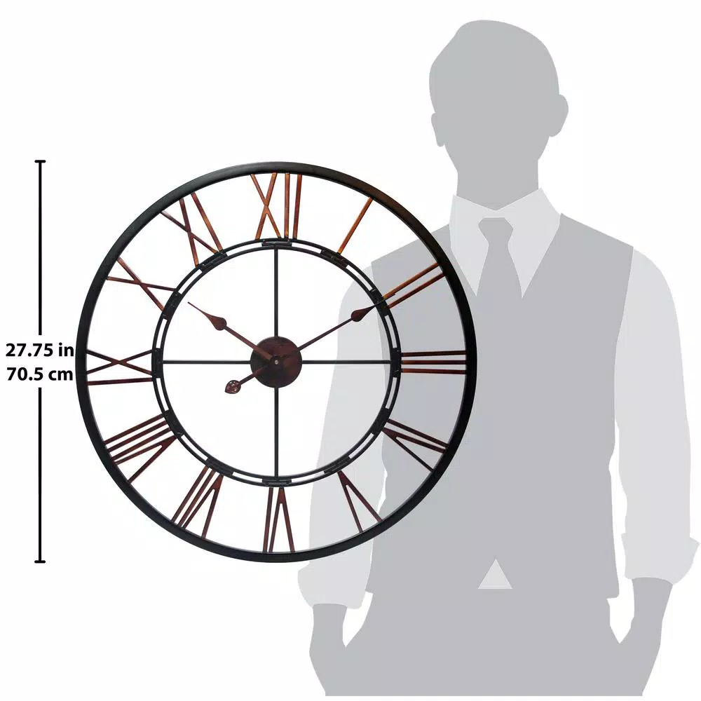 Infinity Instruments Metal Fusion 28 in. Round Metal Wall Clock - Black