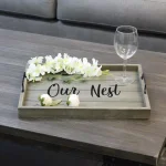 Elegant Designs Our Nest Rustic Gray Wooden Decorative Serving Tray with Black Metal Handles thumbnail 8
