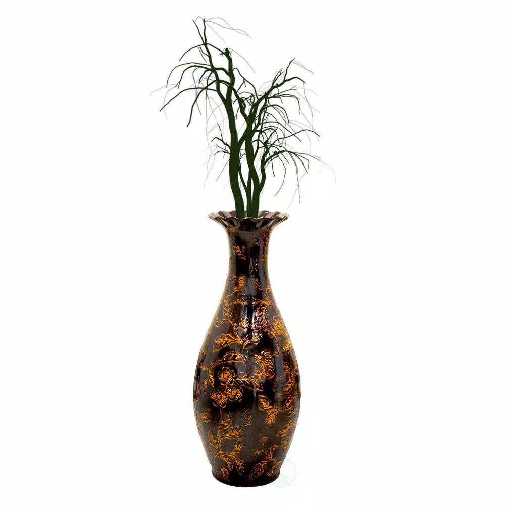 Uniquewise 36 in. Traditional Brown Trumpet Shaped Floor Vase