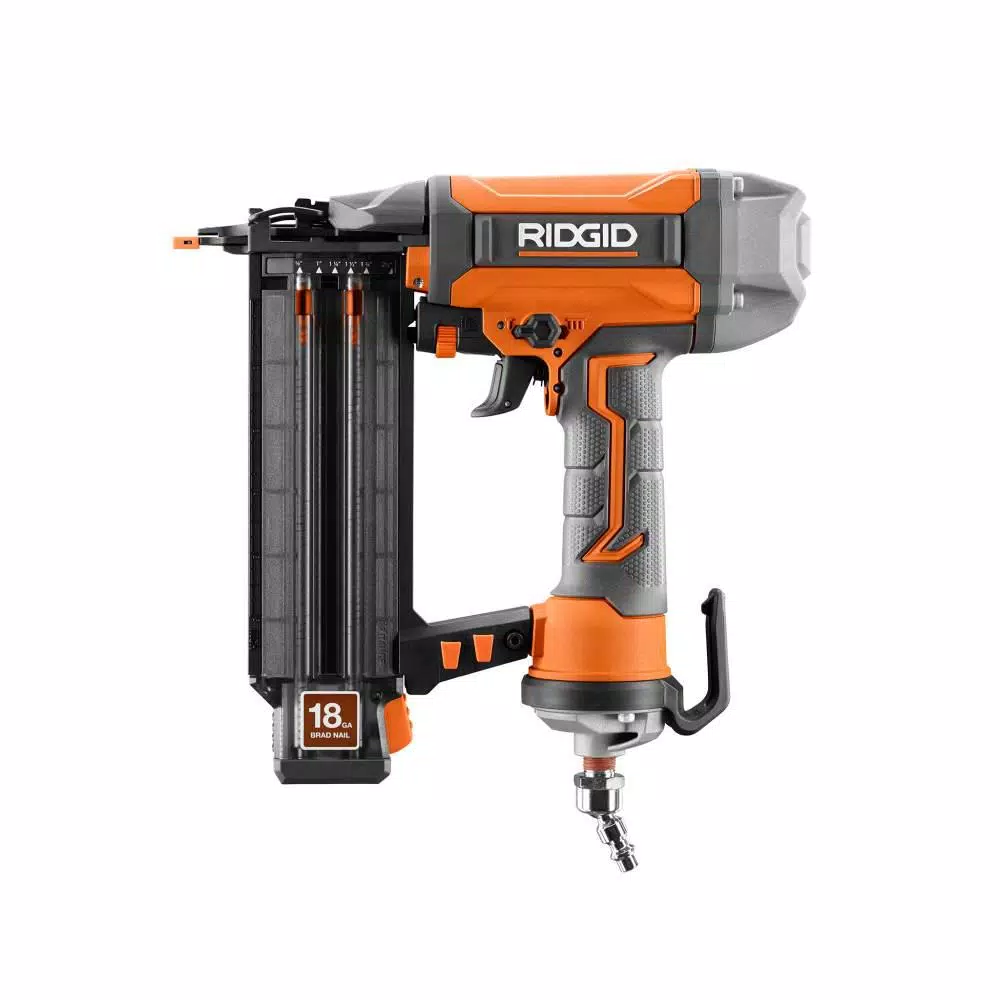 RIDGID 18-Gauge 2-1/8 in. Brad Nailer Kit with CLEAN DRIVE Technology and 50 ft. Lay Flat Air Hose