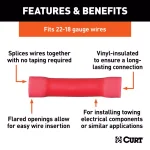 CURT Butt Connectors, 22-18 Gauge Wire, Red, 100-Pack thumbnail 3