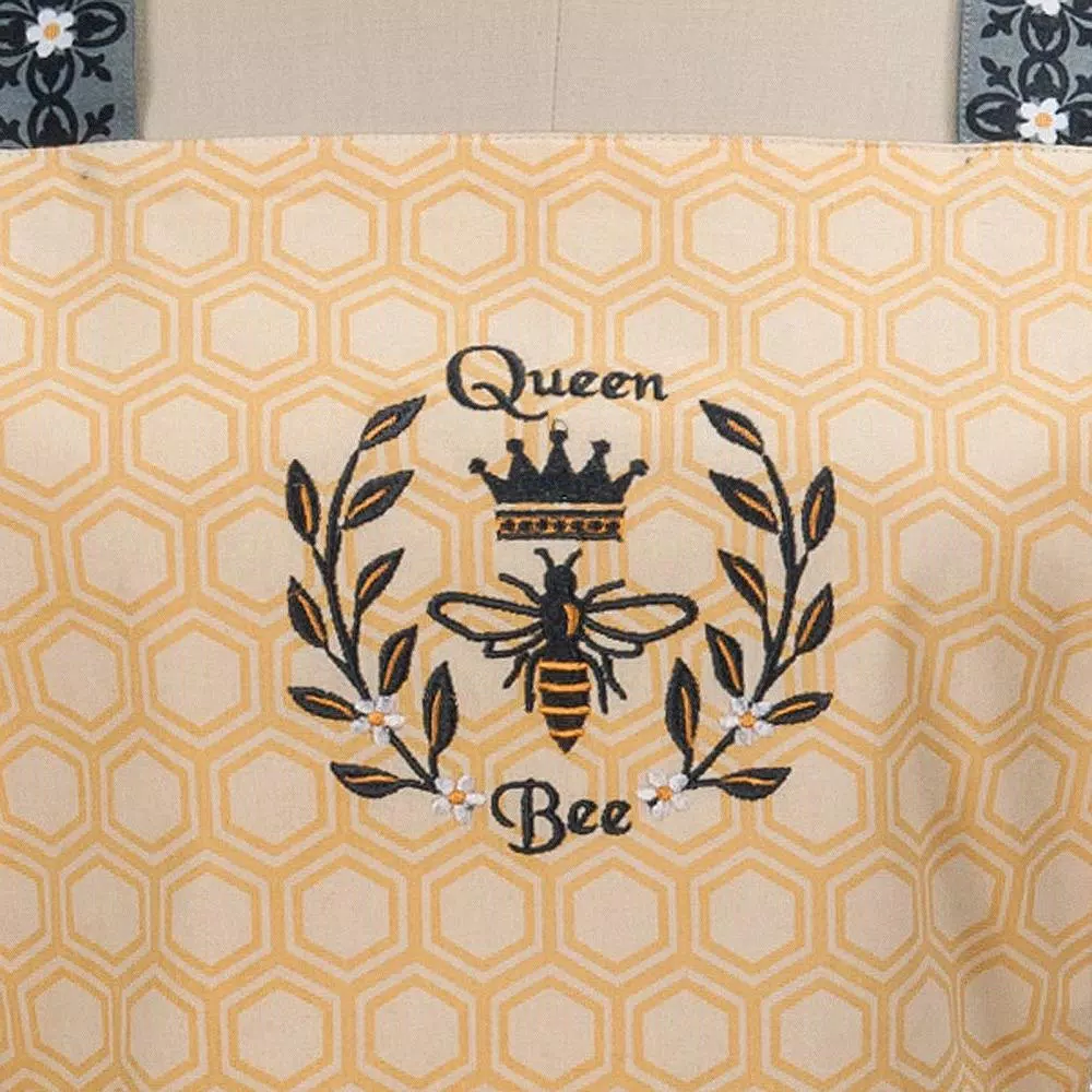 Kay Dee Queen Bee Yellow Cotton Hostess Apron with Honeycomb Bodice and Gingham Skirt