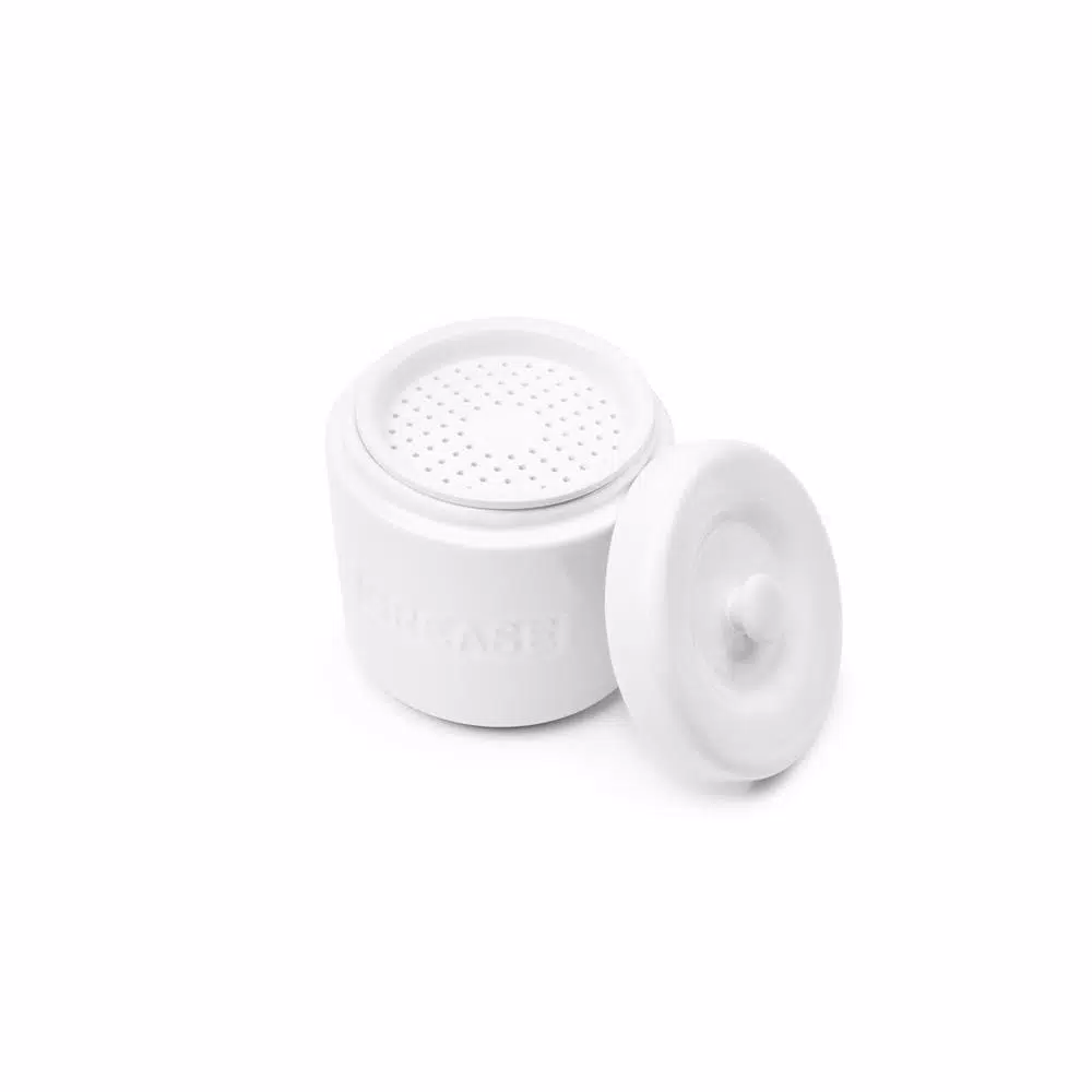 Fox Run White Porcelain Grease Container with Meshed Strainer and Lid