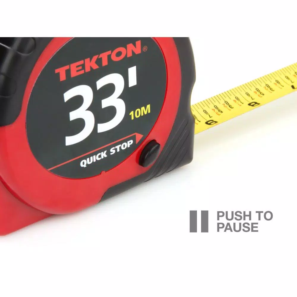 TEKTON 33 ft. x 1 in. Tape Measure with Impact-Resistant ABS Housing and Non-Slip Rubber Grips