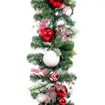 Village Lighting Company 9 ft. Pre-Lit LED Nordic Red and White Christmas Garland with 100 Mini Lights thumbnail 1